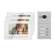 7" Color Screen Video Intercom System for 3 Apartment